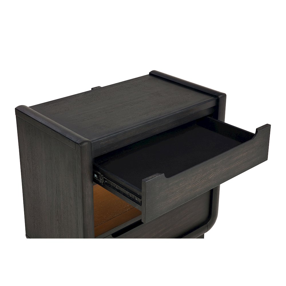 Leandro 2-drawer LED Nightstand with USB Burnished Black. Picture 10