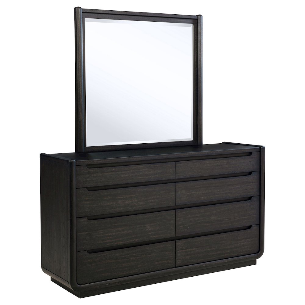 Leandro 8-drawer Bedroom Dresser with Mirror Burnished Black. Picture 1