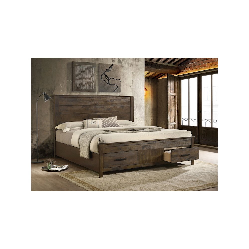 Woodmont Eastern King Storage Bed Rustic Golden Brown. Picture 7