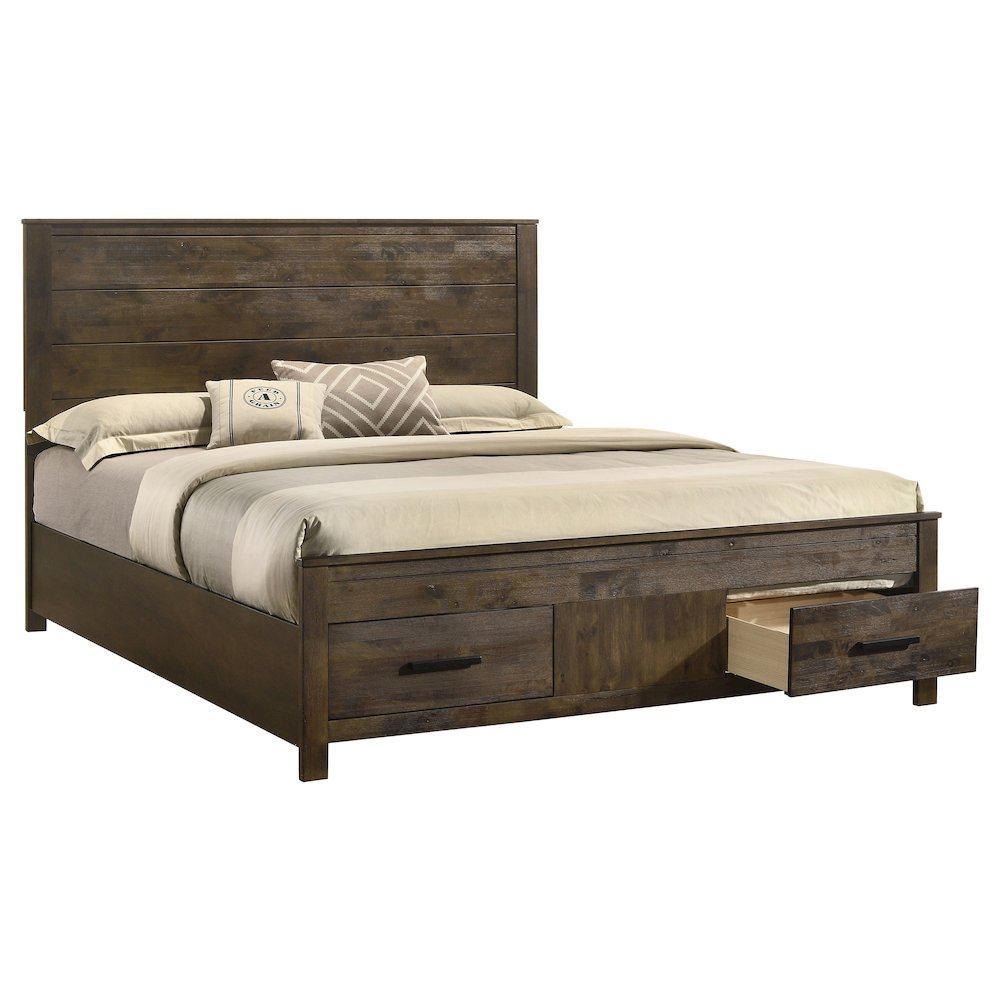 Woodmont Eastern King Storage Bed Rustic Golden Brown. Picture 3