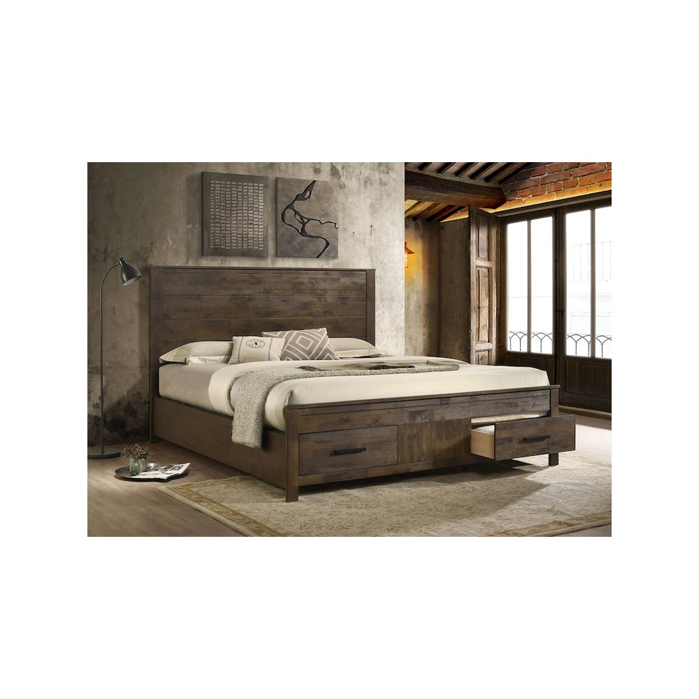 Woodmont California King Storage Bed Rustic Golden Brown. Picture 7