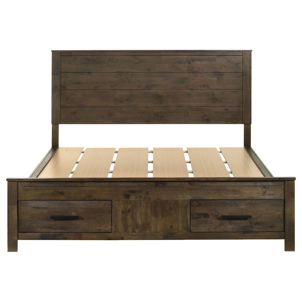 Woodmont California King Storage Bed Rustic Golden Brown. Picture 4