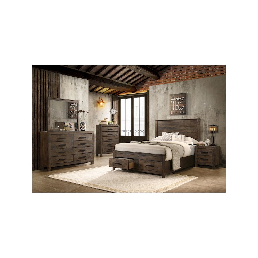 Woodmont Wood Queen Storage Panel Bed Rustic Golden Brown. Picture 9