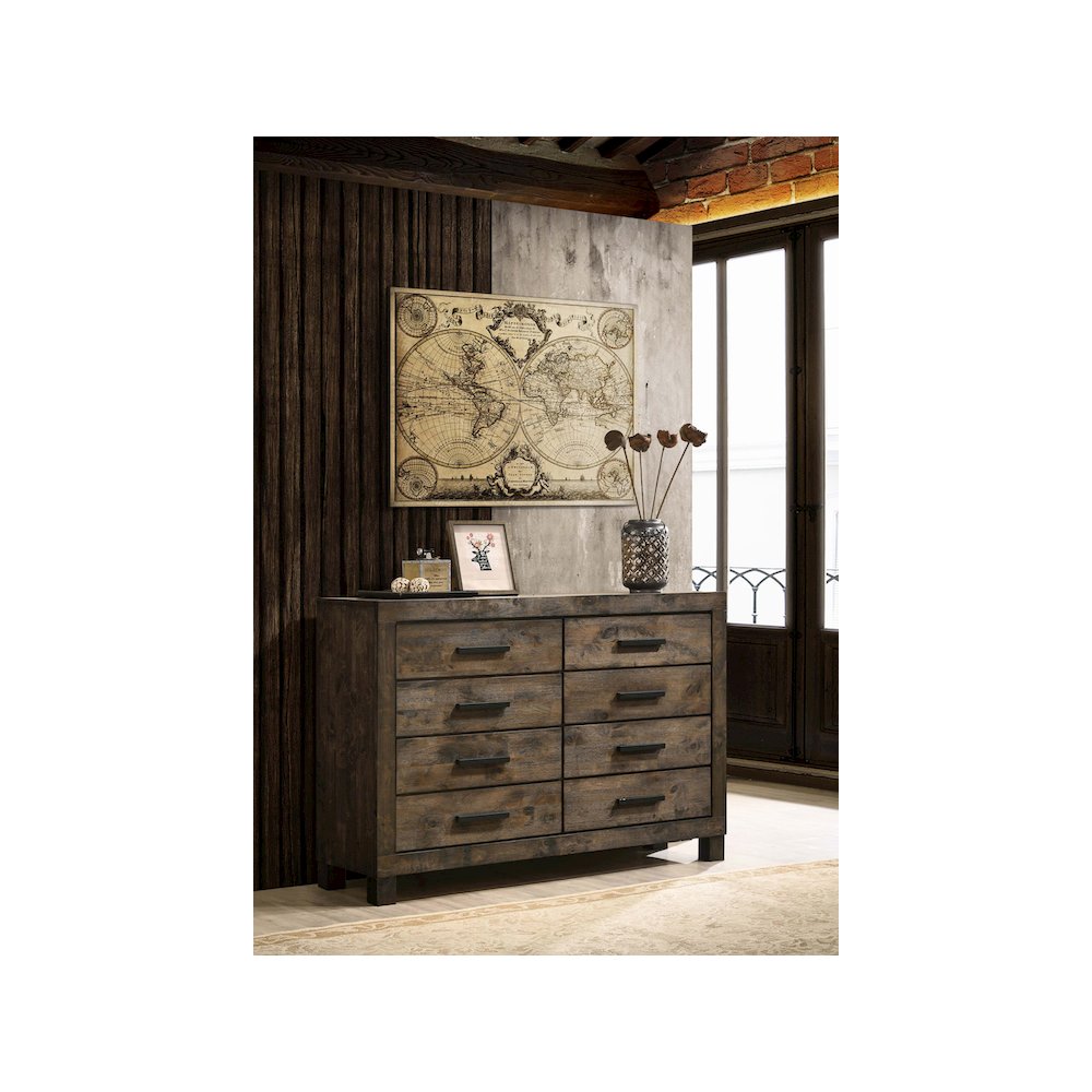 Woodmont 8-drawer Dresser Rustic Golden Brown. Picture 10