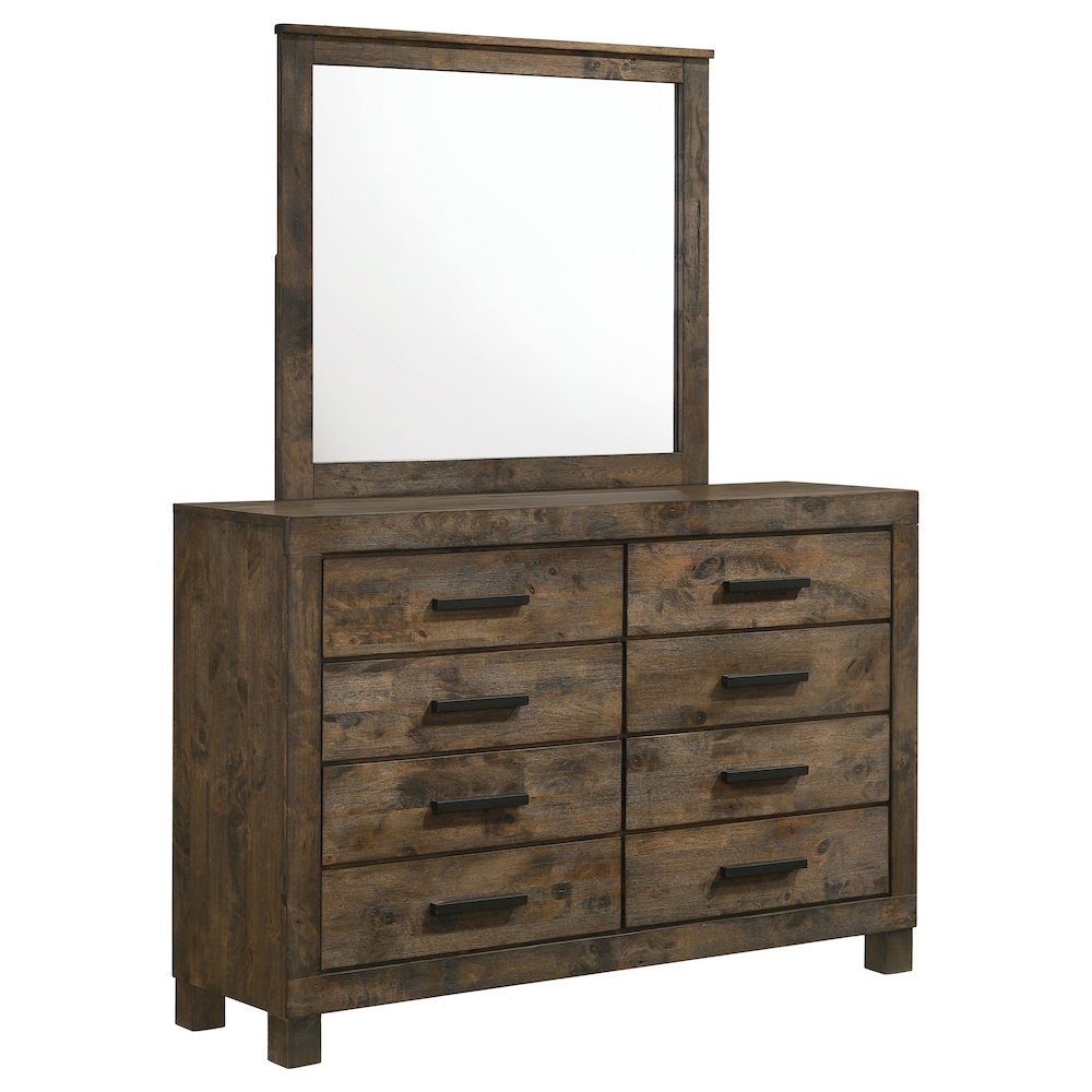 Woodmont 8-drawer Dresser with Mirror Rustic Golden Brown. Picture 1