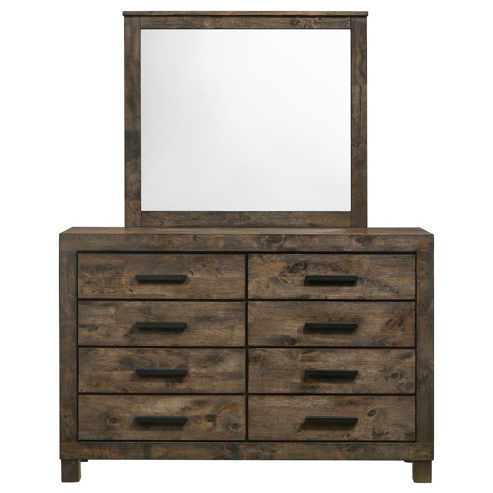 Woodmont 8-drawer Dresser with Mirror Rustic Golden Brown. Picture 3