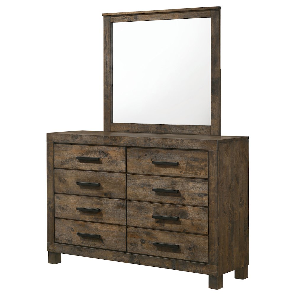 Woodmont 8-drawer Dresser with Mirror Rustic Golden Brown. Picture 4