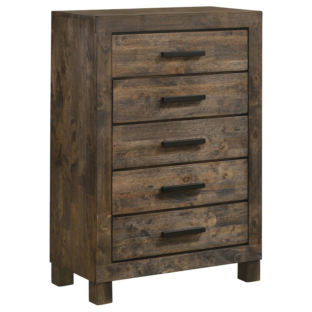 Woodmont 5-drawer Bedroom Chest Rustic Golden Brown. Picture 1