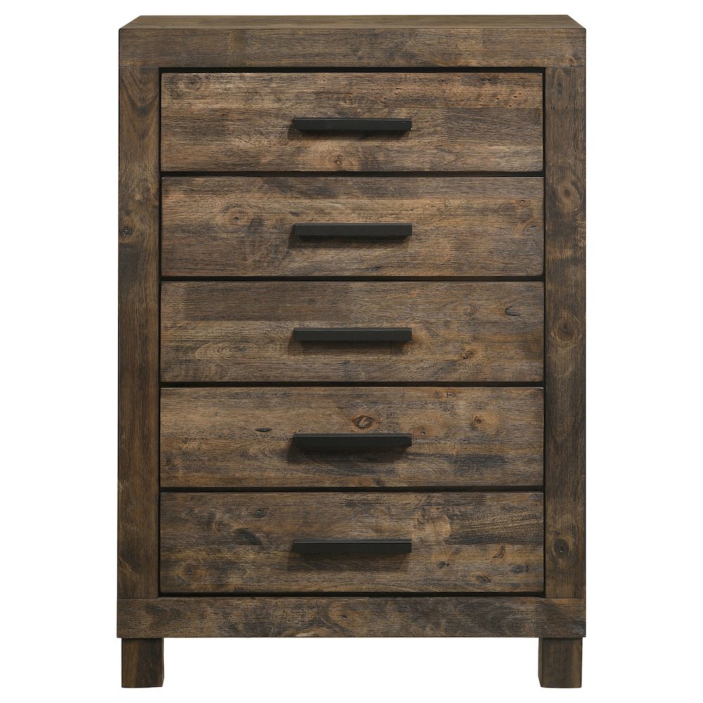 Woodmont 5-drawer Bedroom Chest Rustic Golden Brown. Picture 3