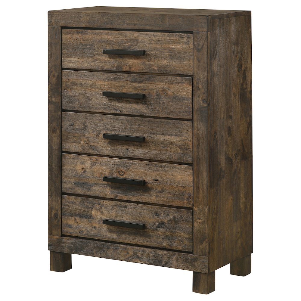 Woodmont 5-drawer Bedroom Chest Rustic Golden Brown. Picture 4