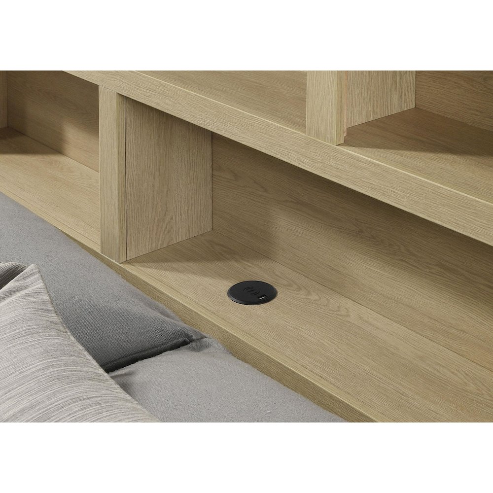 Hendricks Eastern King Bookcase Headboard Platform Bed Light Oak. Picture 3