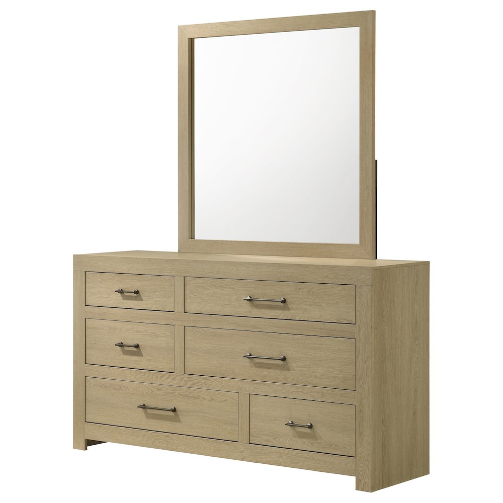 Hendricks 6-drawer Bedroom Dresser and Mirror Light Oak. Picture 3