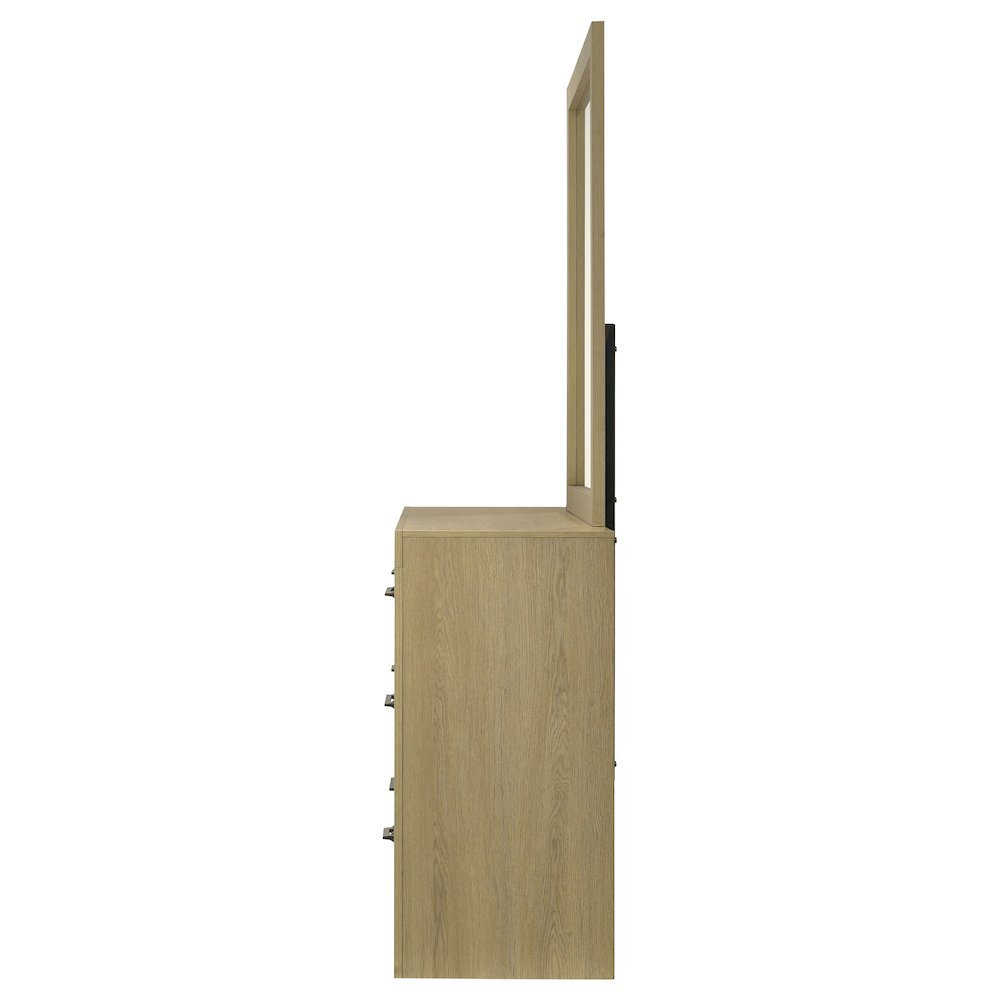 Hendricks 6-drawer Bedroom Dresser and Mirror Light Oak. Picture 4