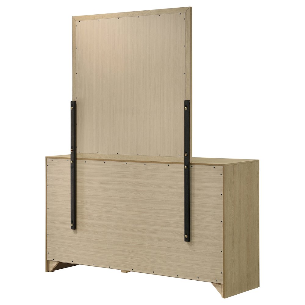 Hendricks 6-drawer Bedroom Dresser and Mirror Light Oak. Picture 7