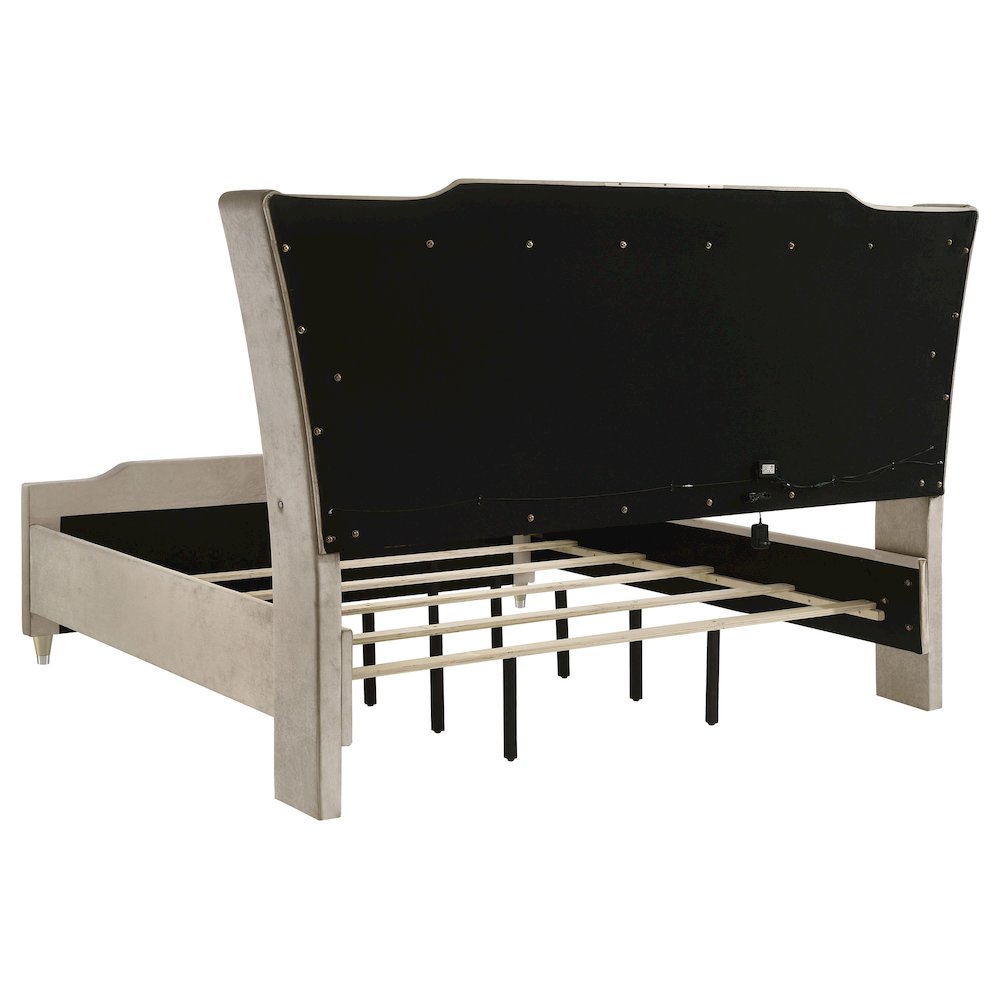 Lorient Eastern King LED Upholstered Bed Ivory and Camel. Picture 5