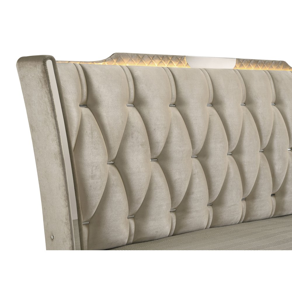 Lorient Eastern King LED Upholstered Bed Ivory and Camel. Picture 7