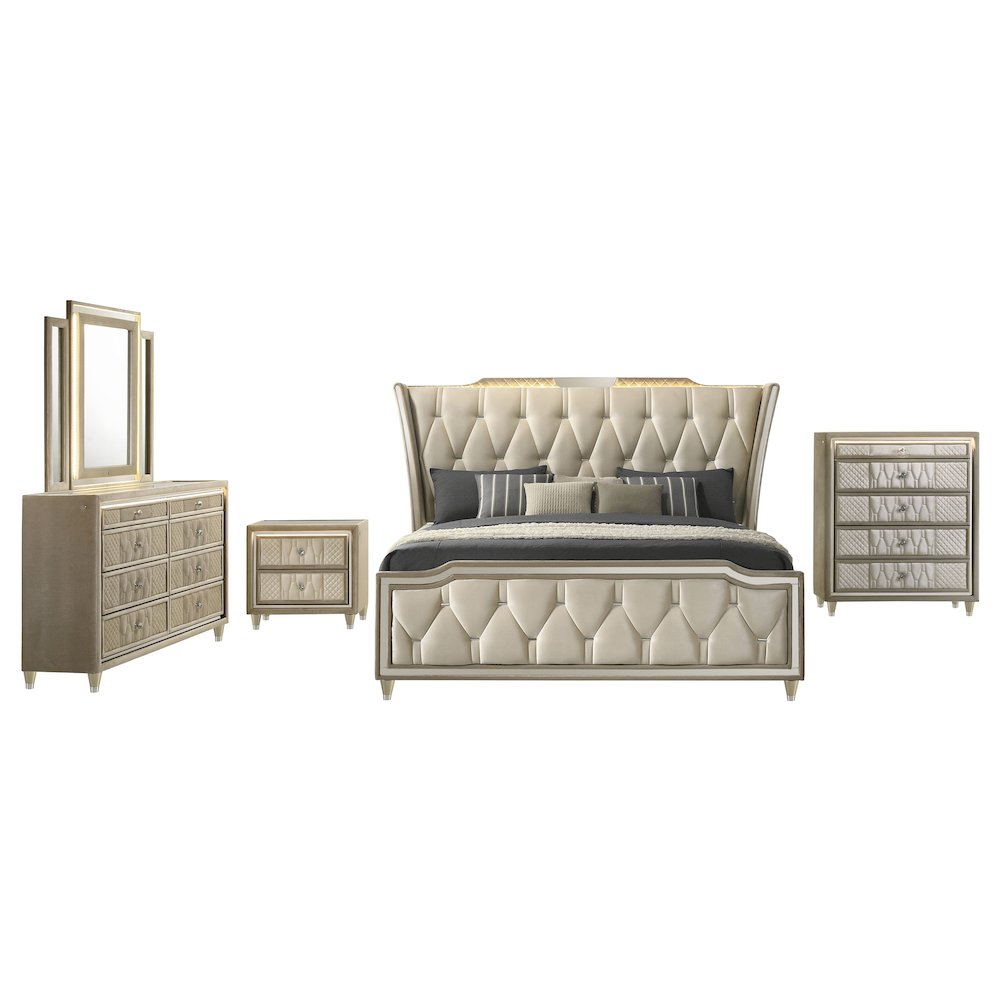 Lorient 5-piece Queen Bedroom Set Ivory and Camel. Picture 2