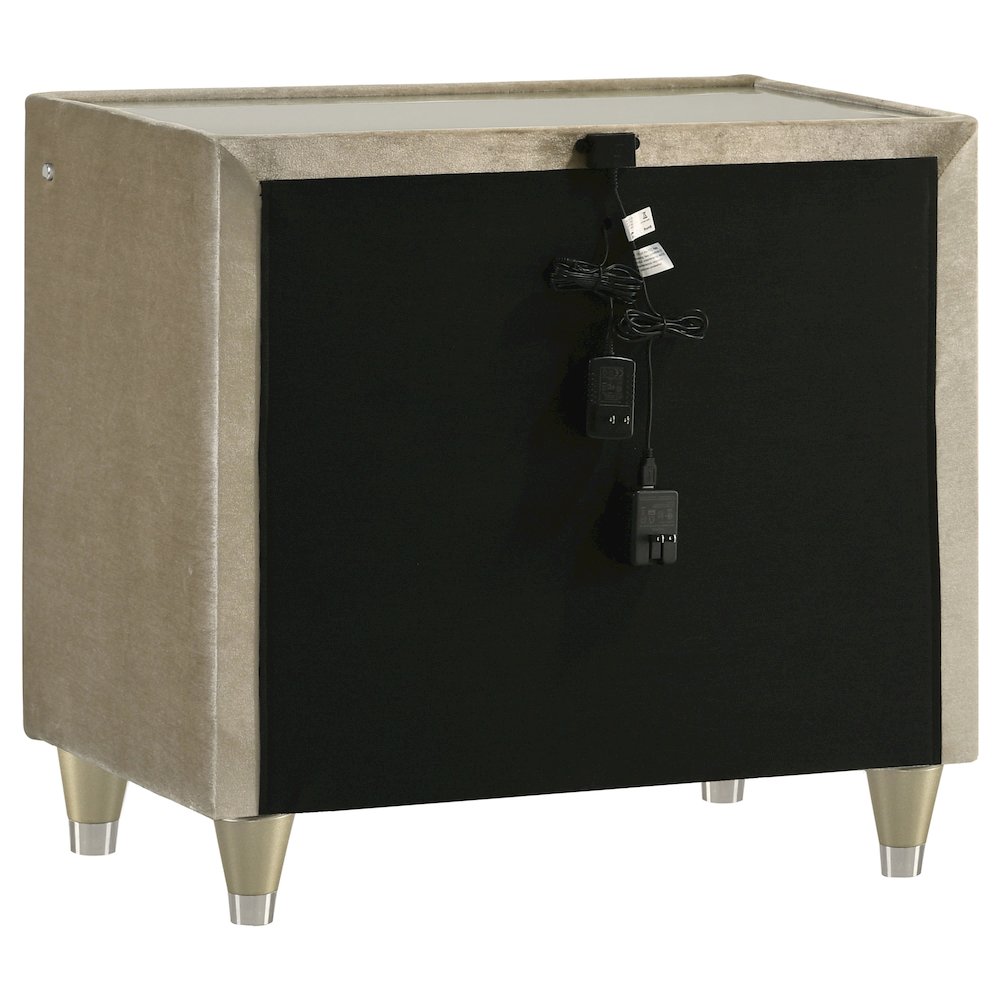 Lorient 2-drawer LED Nightstand with USB Ivory and Camel. Picture 4