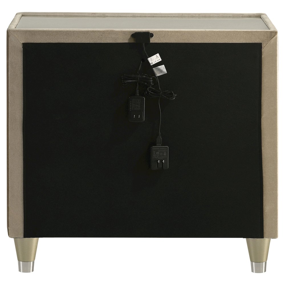 Lorient 2-drawer LED Nightstand with USB Ivory and Camel. Picture 5