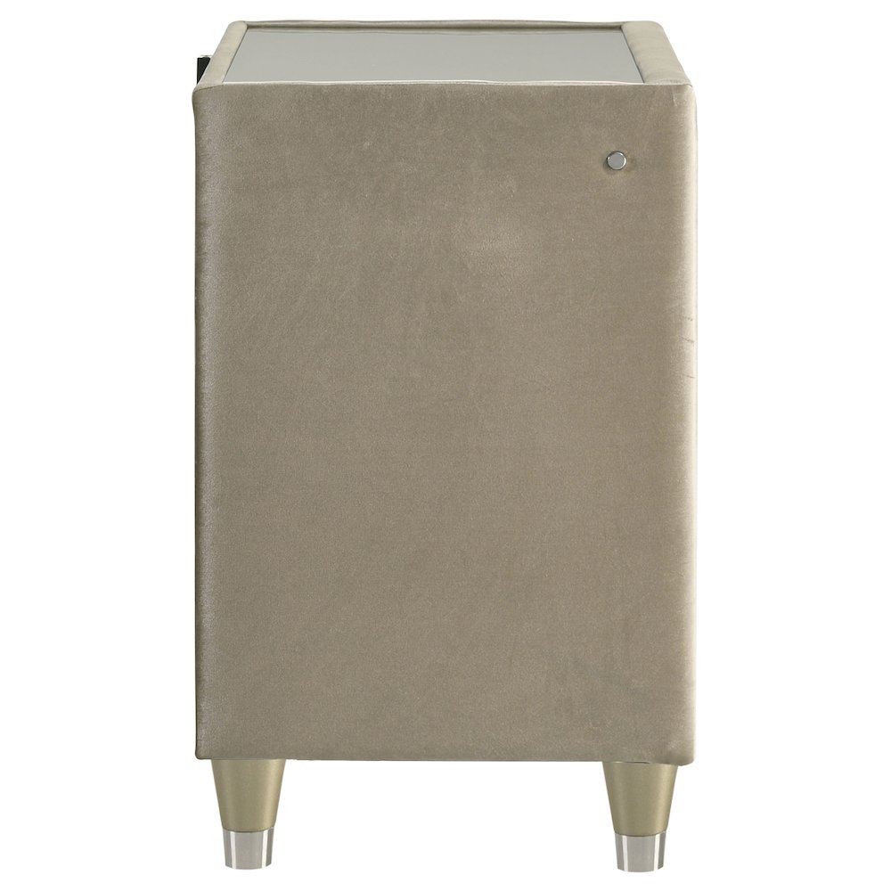 Lorient 2-drawer LED Nightstand with USB Ivory and Camel. Picture 6
