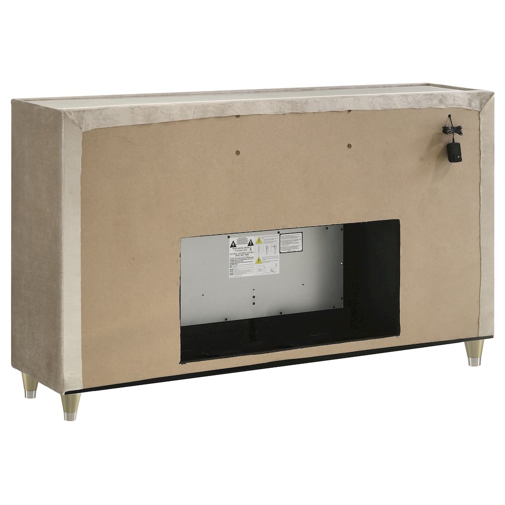 Lorient 8-drawer LED Bedroom Flame Box Dresser Ivory Camel. Picture 4
