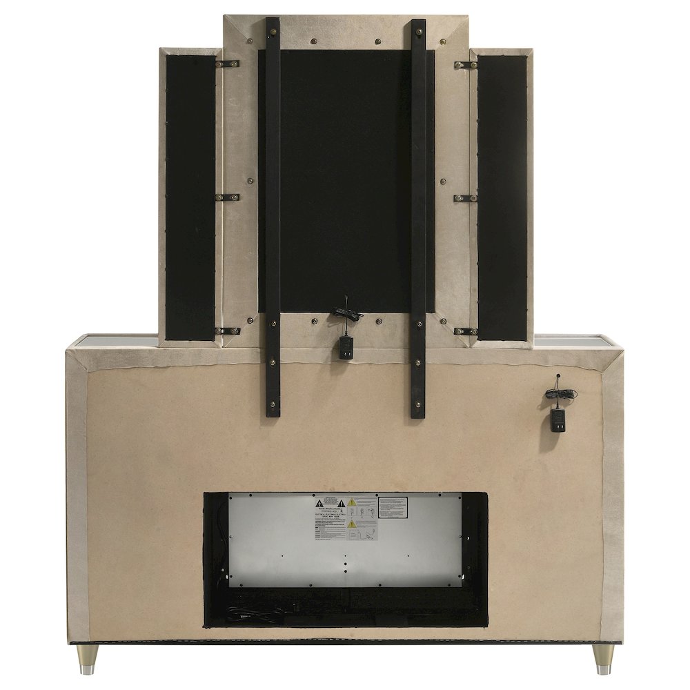 Lorient 8-drawer LED Flame Box Dresser and Mirror Ivory Camel. Picture 5