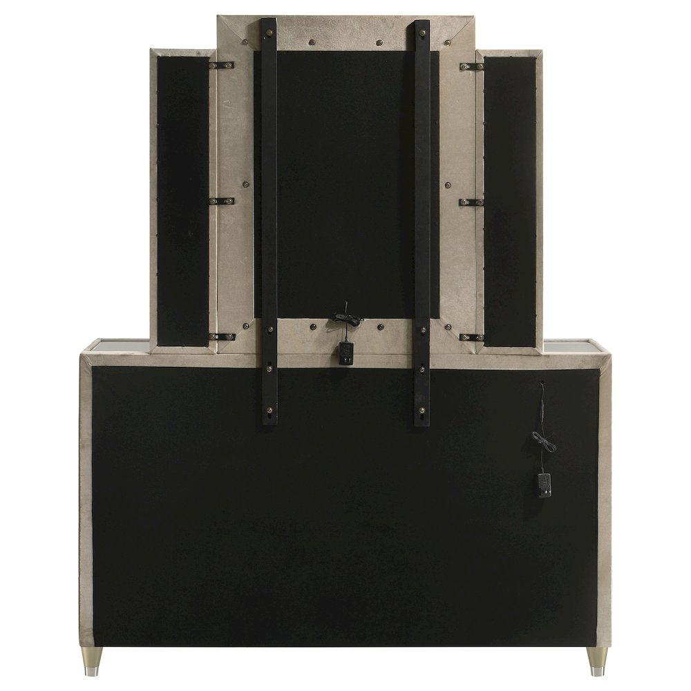 Lorient 8-drawer LED Dresser with Mirror Ivory and Camel. Picture 5