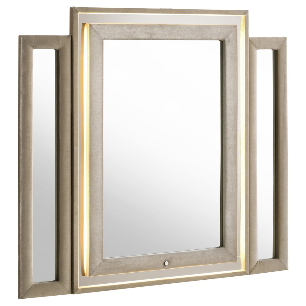 Lorient LED Dresser Mirror Ivory and Camel. Picture 1