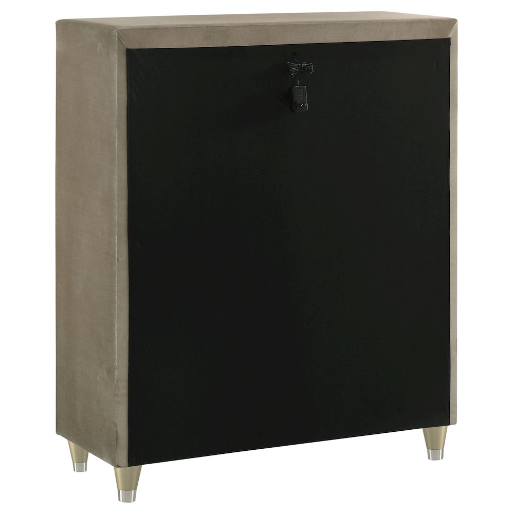 Lorient 5-drawer LED Chest of Drawers Ivory and Camel. Picture 4