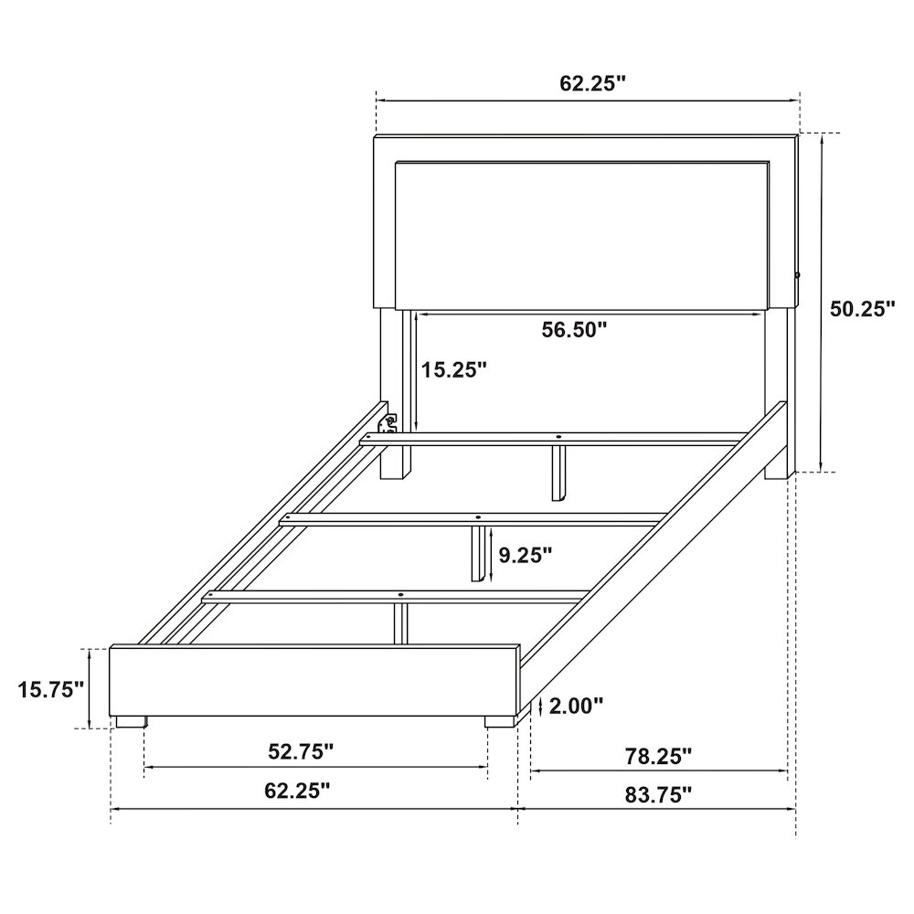 Marceline Wood Queen LED Panel Bed Black. Picture 9