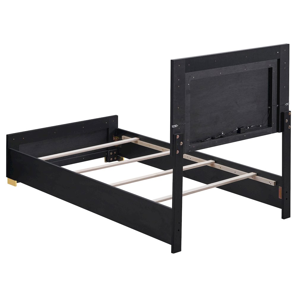 Marceline Wood Twin LED Panel Bed Black. Picture 4