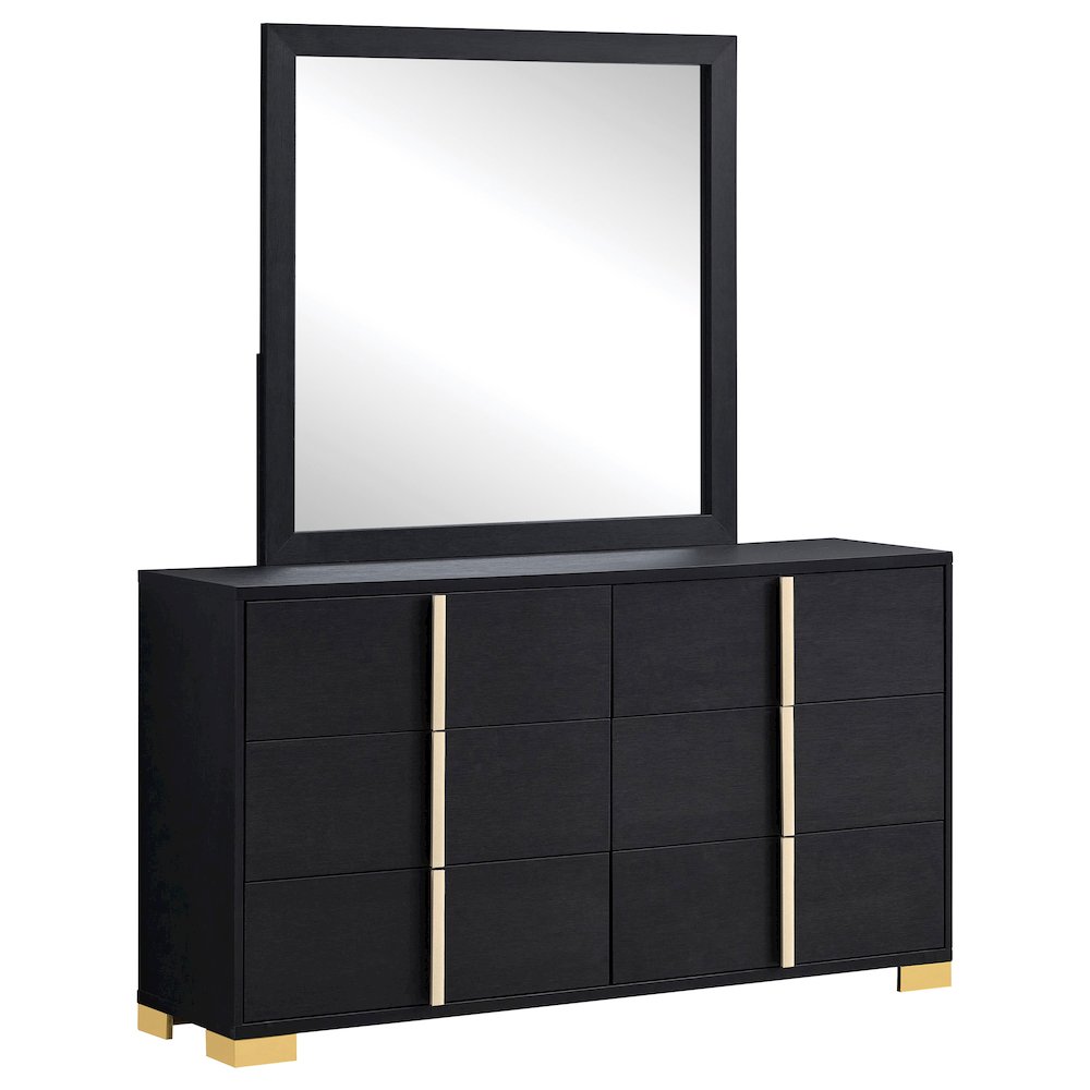 Marceline 6-drawer Dresser with Mirror Black. Picture 1