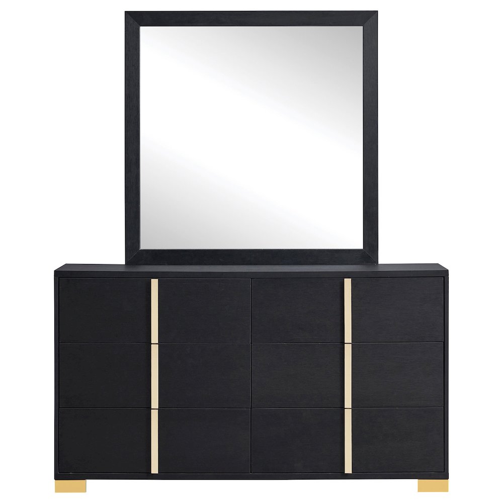 Marceline 6-drawer Dresser with Mirror Black. Picture 3