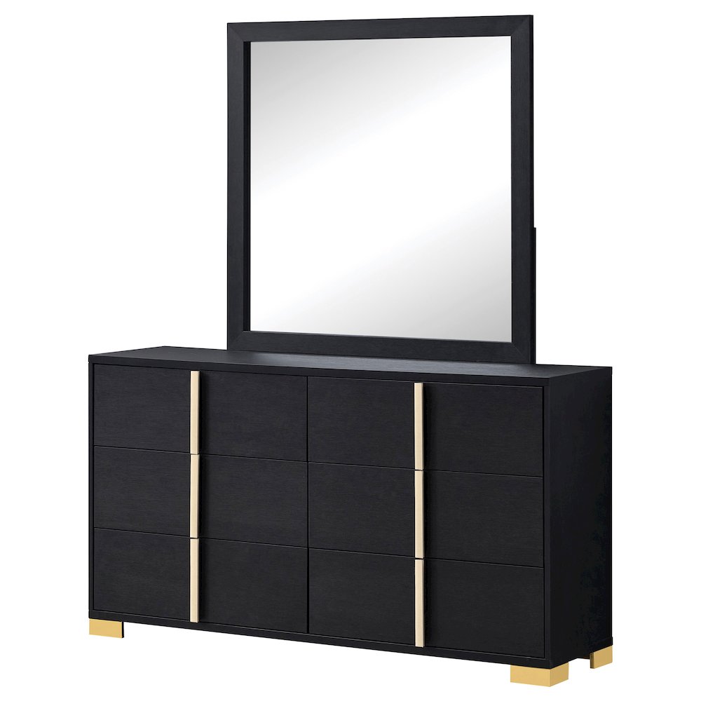 Marceline 6-drawer Dresser with Mirror Black. Picture 4