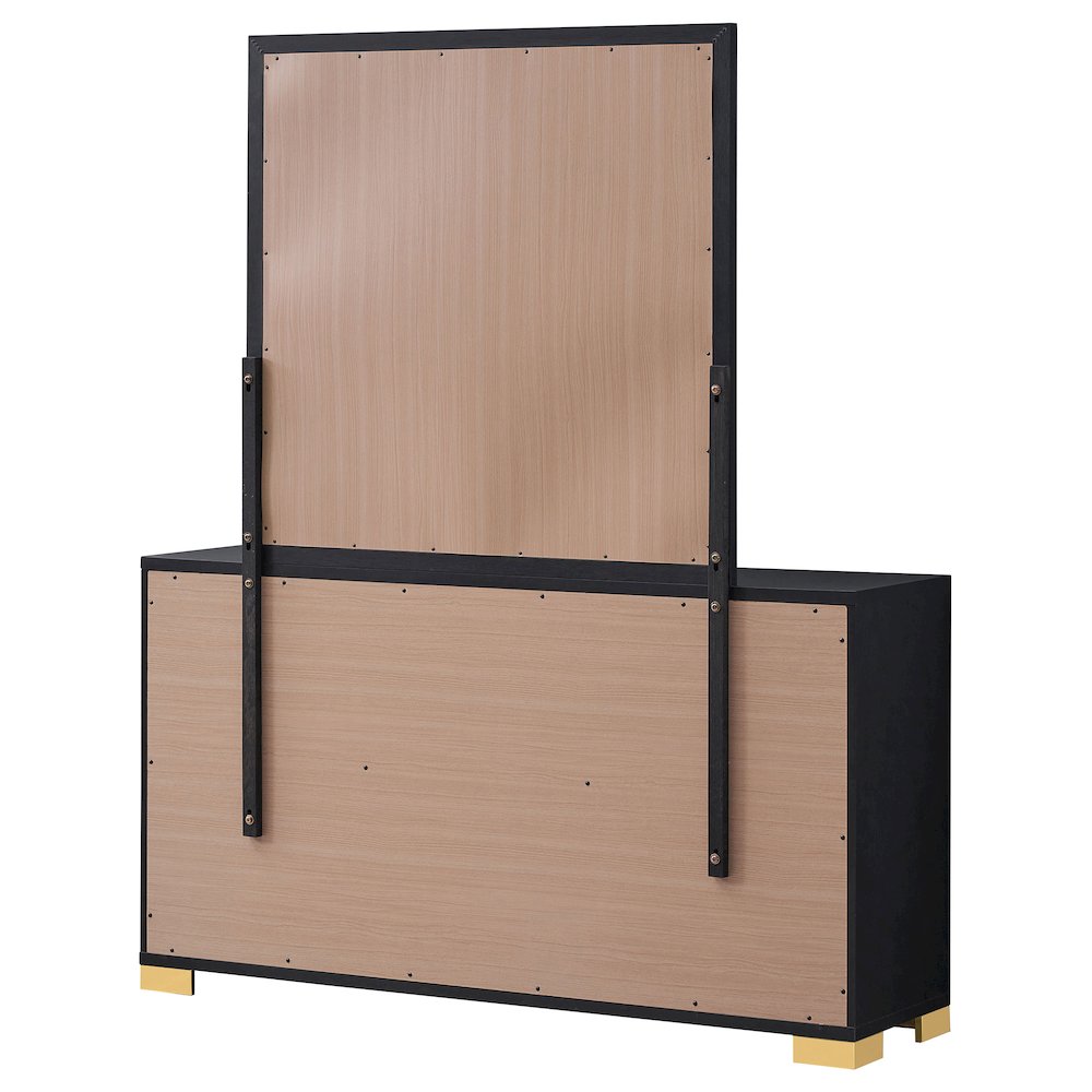 Marceline 6-drawer Dresser with Mirror Black. Picture 8