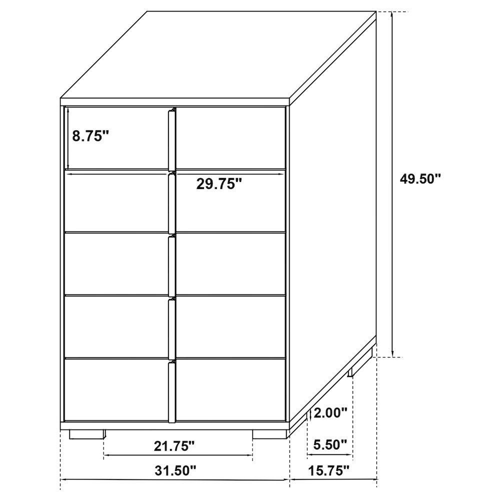 Marceline 5-drawer Bedroom Chest Black. Picture 14