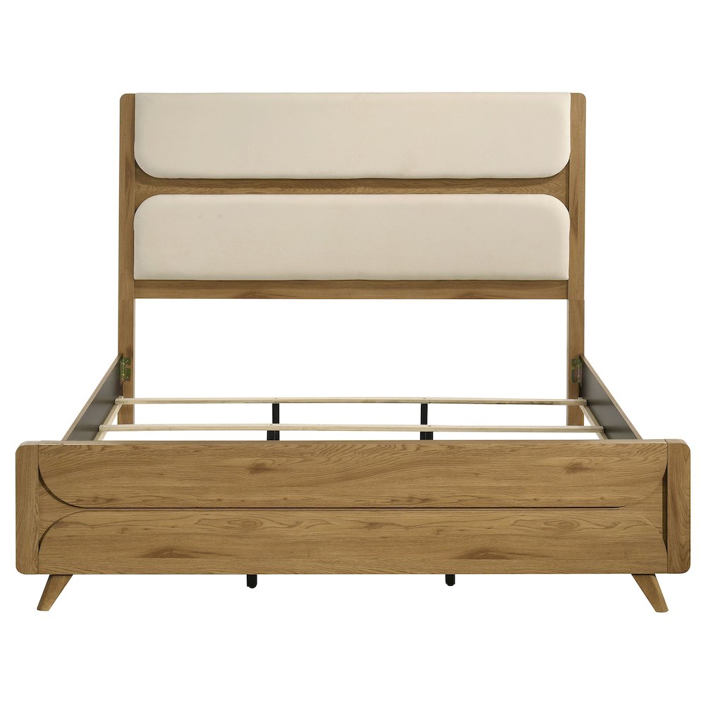 Bennett 62-inch Eastern King Upholstered Panel Bed Cream and Light Oak. Picture 4