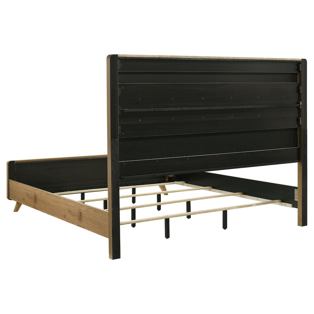 Bennett 62-inch Eastern King Upholstered Panel Bed Cream and Light Oak. Picture 5