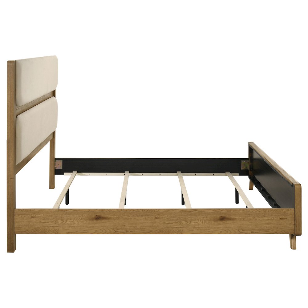 Bennett 62-inch Eastern King Upholstered Panel Bed Cream and Light Oak. Picture 6
