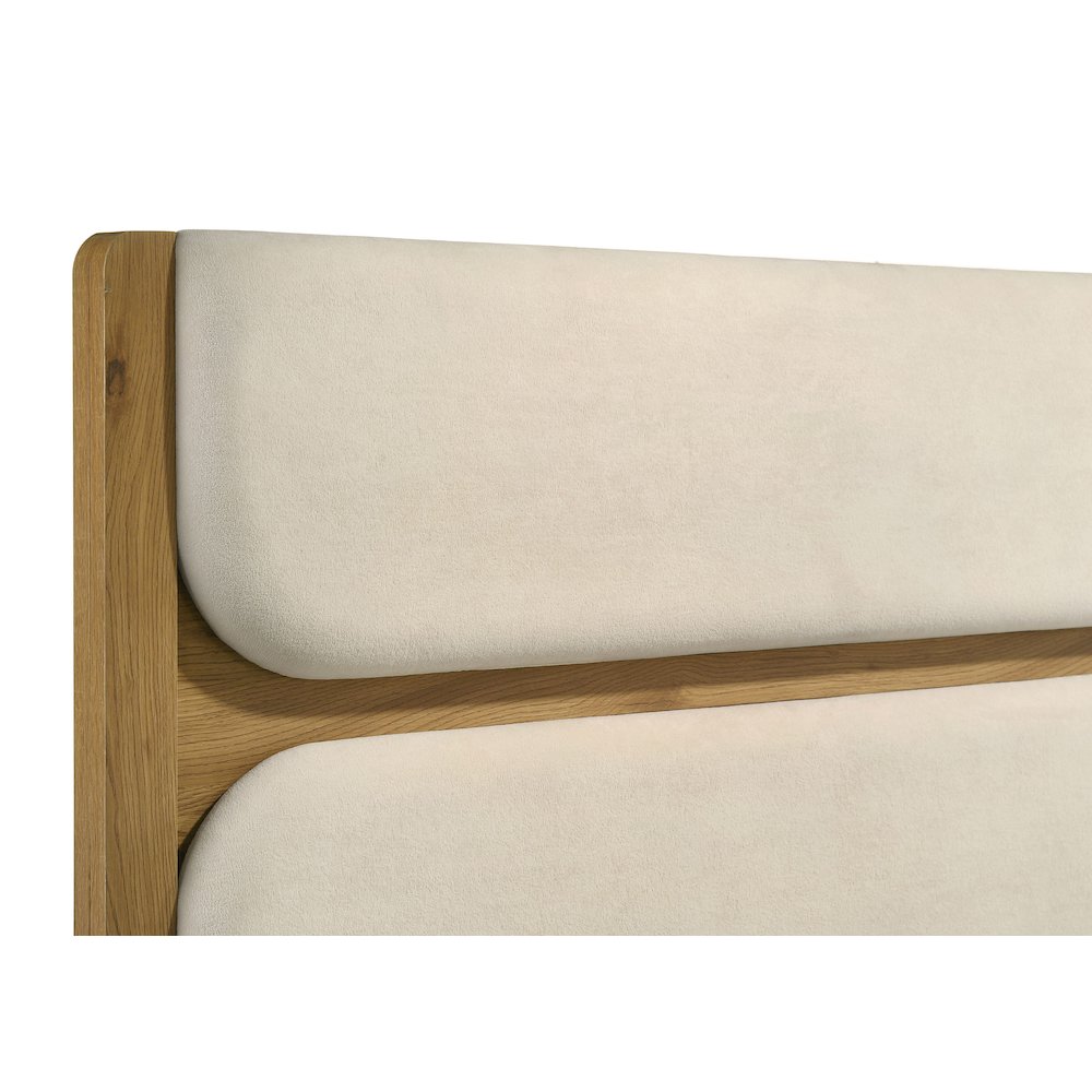 Bennett 62-inch Eastern King Upholstered Panel Bed Cream and Light Oak. Picture 7