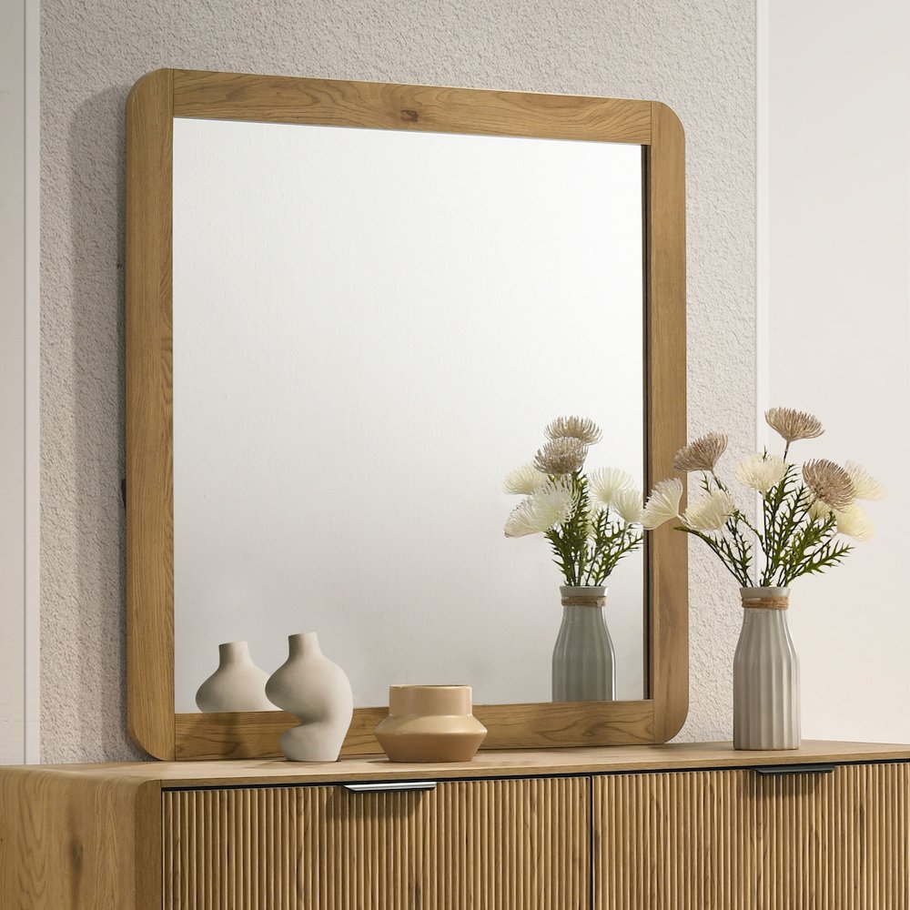 Bennett Bedroom Dresser Mirror Light Oak. Picture 2