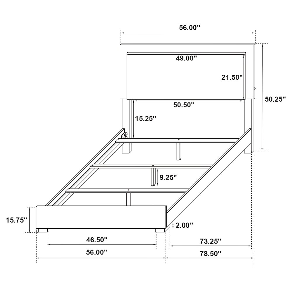 Marceline Wood Full LED Panel Bed White. Picture 8