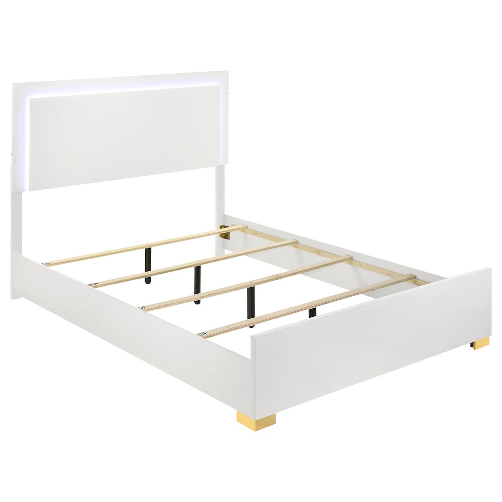 Marceline Wood Queen LED Panel Bed White. Picture 1