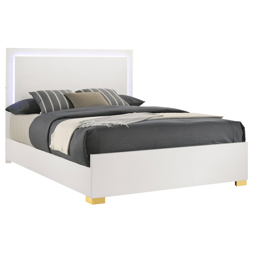 Marceline Wood Queen LED Panel Bed White. Picture 3