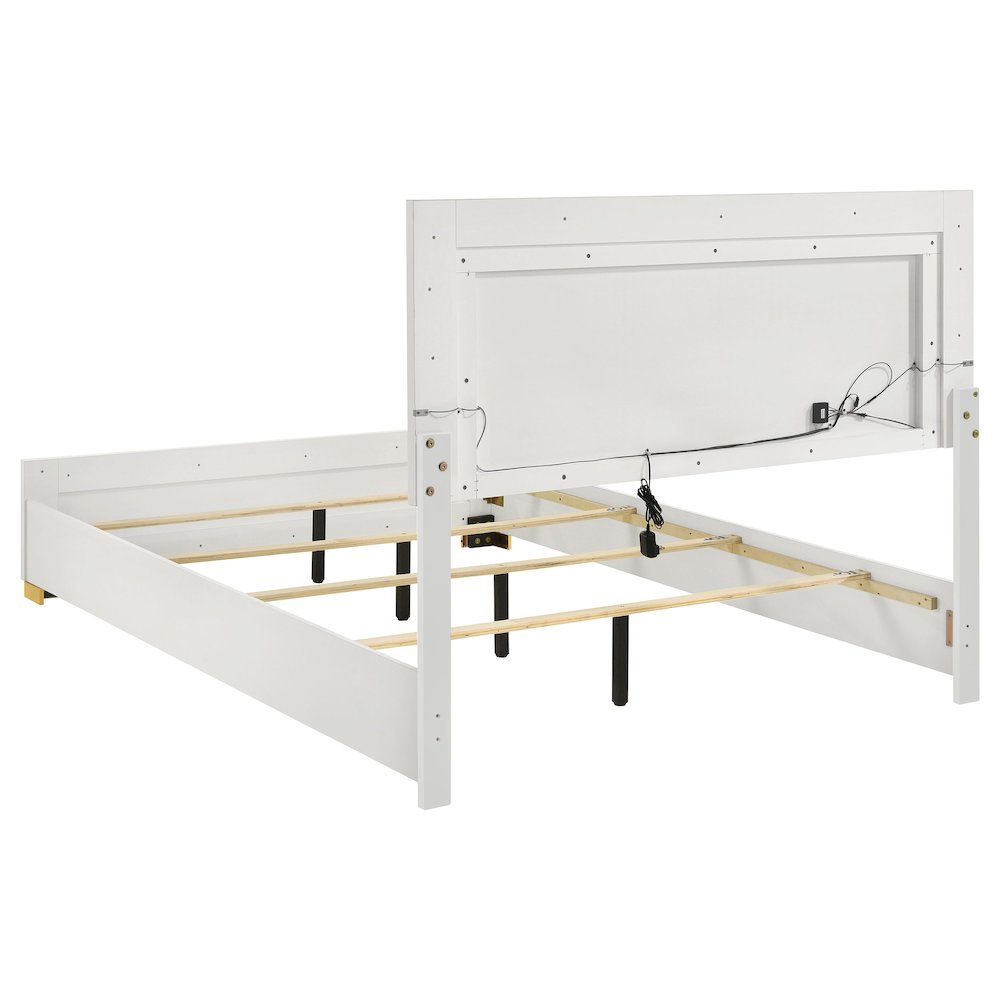 Marceline Wood Queen LED Panel Bed White. Picture 4