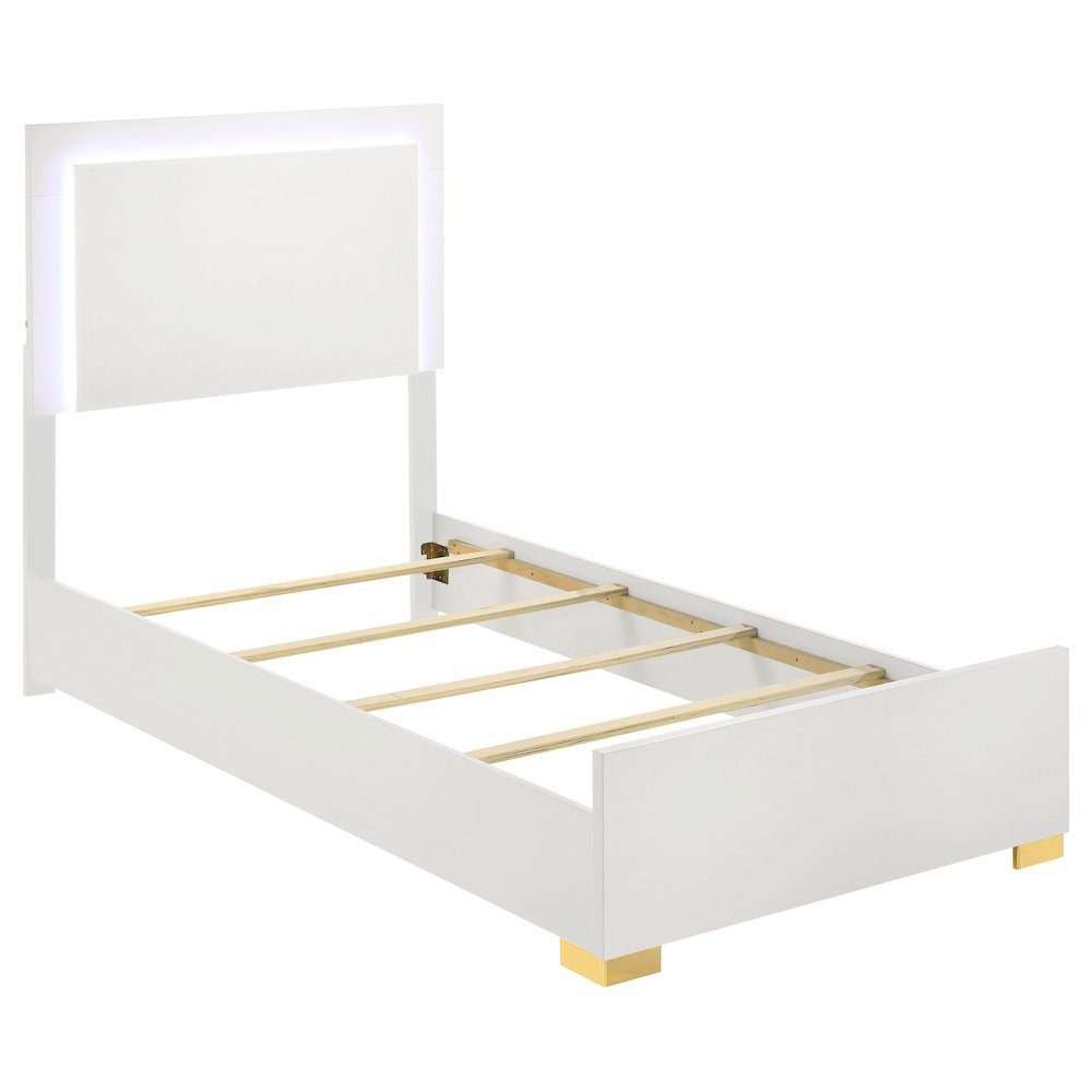 Marceline Wood Twin LED Panel Bed White. Picture 1