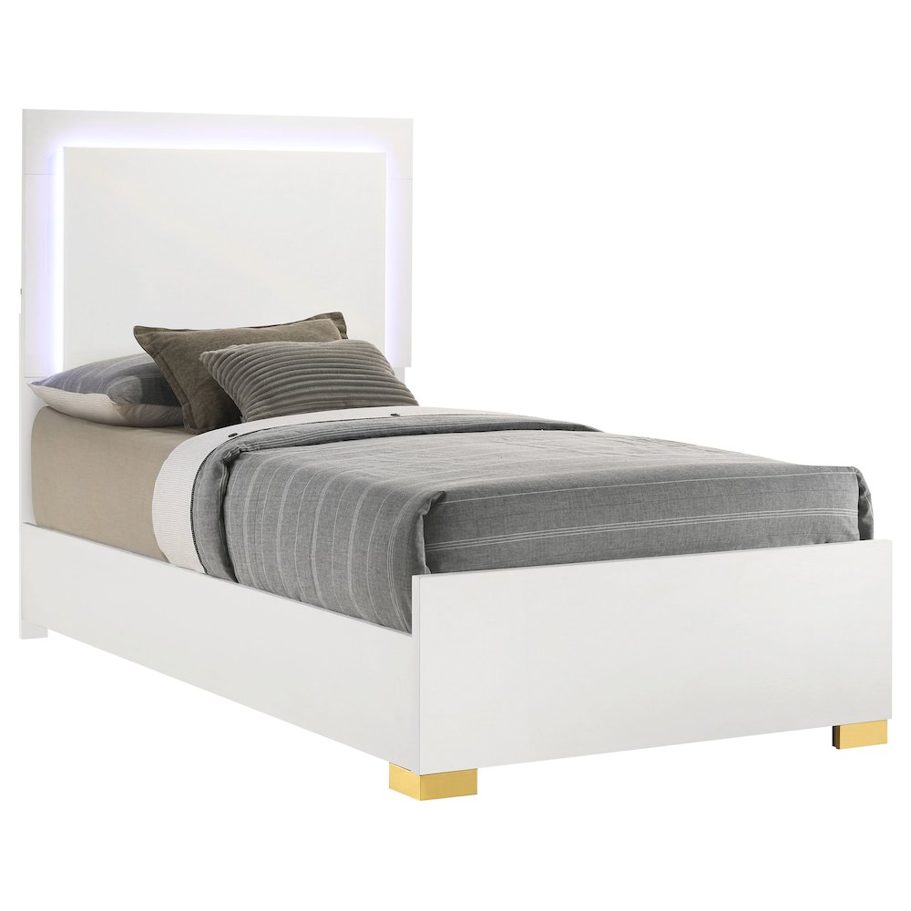Marceline Wood Twin LED Panel Bed White. Picture 3