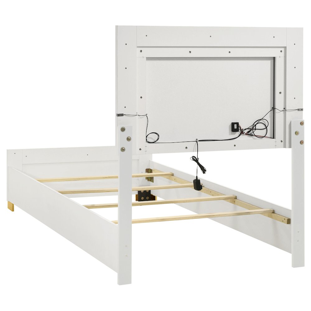 Marceline Wood Twin LED Panel Bed White. Picture 4