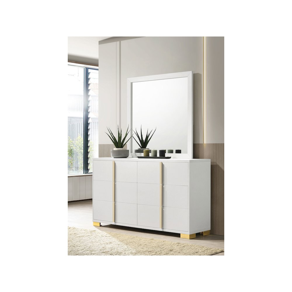 Marceline 6-drawer Dresser with Mirror White. Picture 10