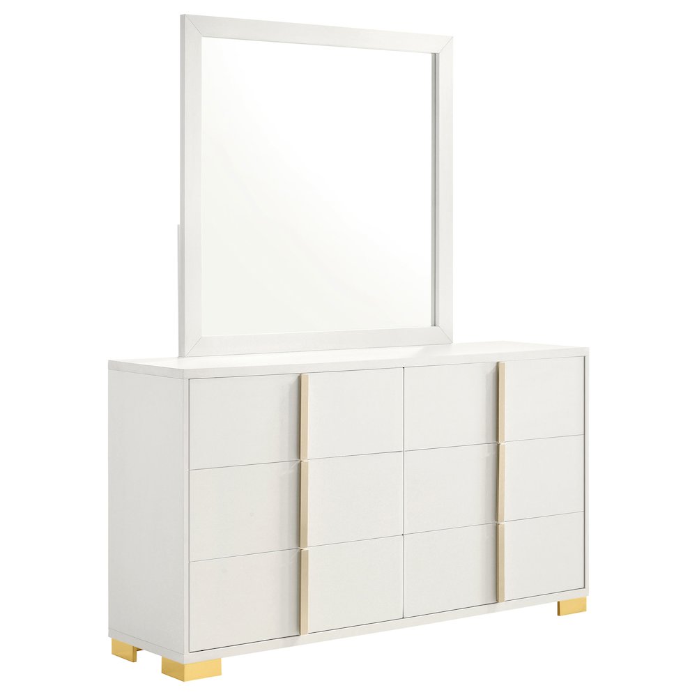 Marceline 6-drawer Dresser with Mirror White. Picture 1